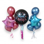 Элегантный черный шар размером 17×15×0,145 см с ярким принтом готов стать главной звезд.. Шар на гендер пати мальчик или девочка - Товары для гендер пати в Смоленске - яркий способ узнать пол ребенка сюрпризом